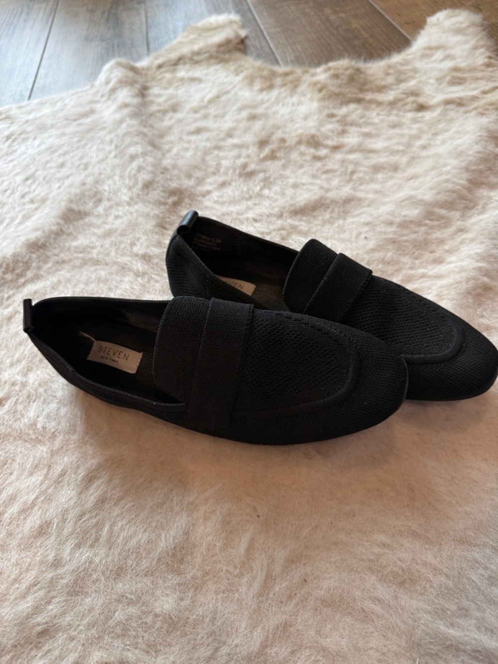 Steven By Steve Madden Black Knit Penny Loafers